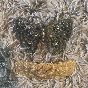 Butterfly and gold hair clips